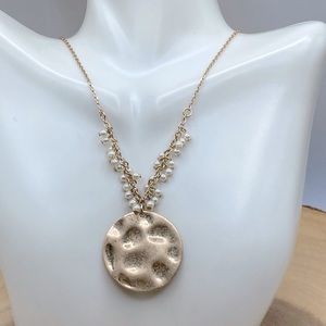 Bancroft Faux Pearl Charms & Hammered Pendant Necklace Stitch Fix